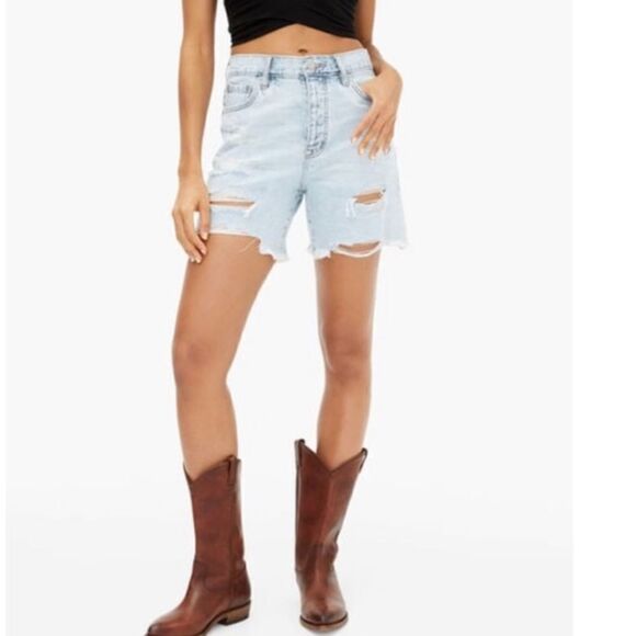 NWT Aeropostale 90's Baggy Hemp Denim Distressed Shorts - Picture 3 of 4